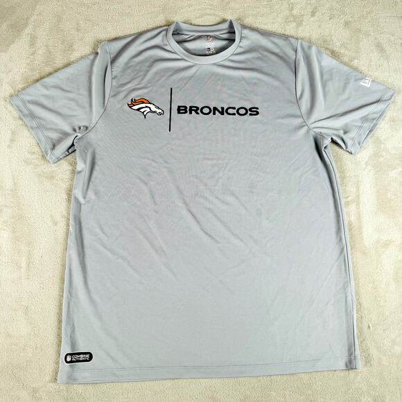 Denver‎ Broncos Shirt Mens XL Gray New Era Combine NFL Team Apparel Football - Picture 1 of 9